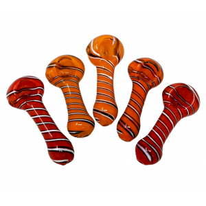 3.5" Frit Candy Cane Swirl Spoon Hand Pipe - (Pack of 5) [ZD238]